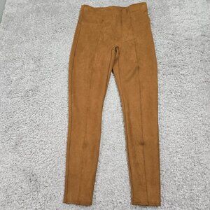 Spanx Faux Suede Leggings Women L Brown Pull-On Slimming Stretch